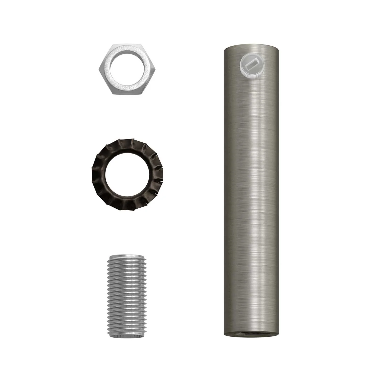 Zylindrische Metall-Zugentlastung, Länge 7 cm, komplett mit Stange, Mutter und Scheibe - Satiniertes Titan - Image 4