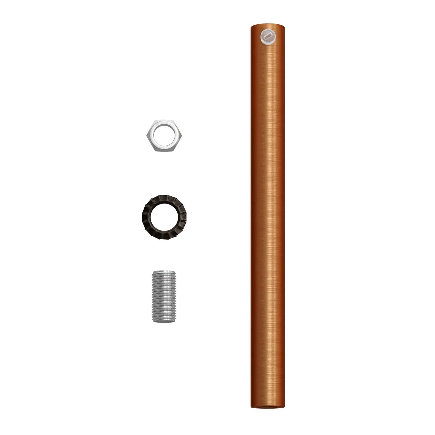 Zylindrische Zugentlastung aus Metall, Länge 15 cm, komplett mit Stange, Mutter und Unterlegscheibe – Gebürstetes Kupfer - Image 4