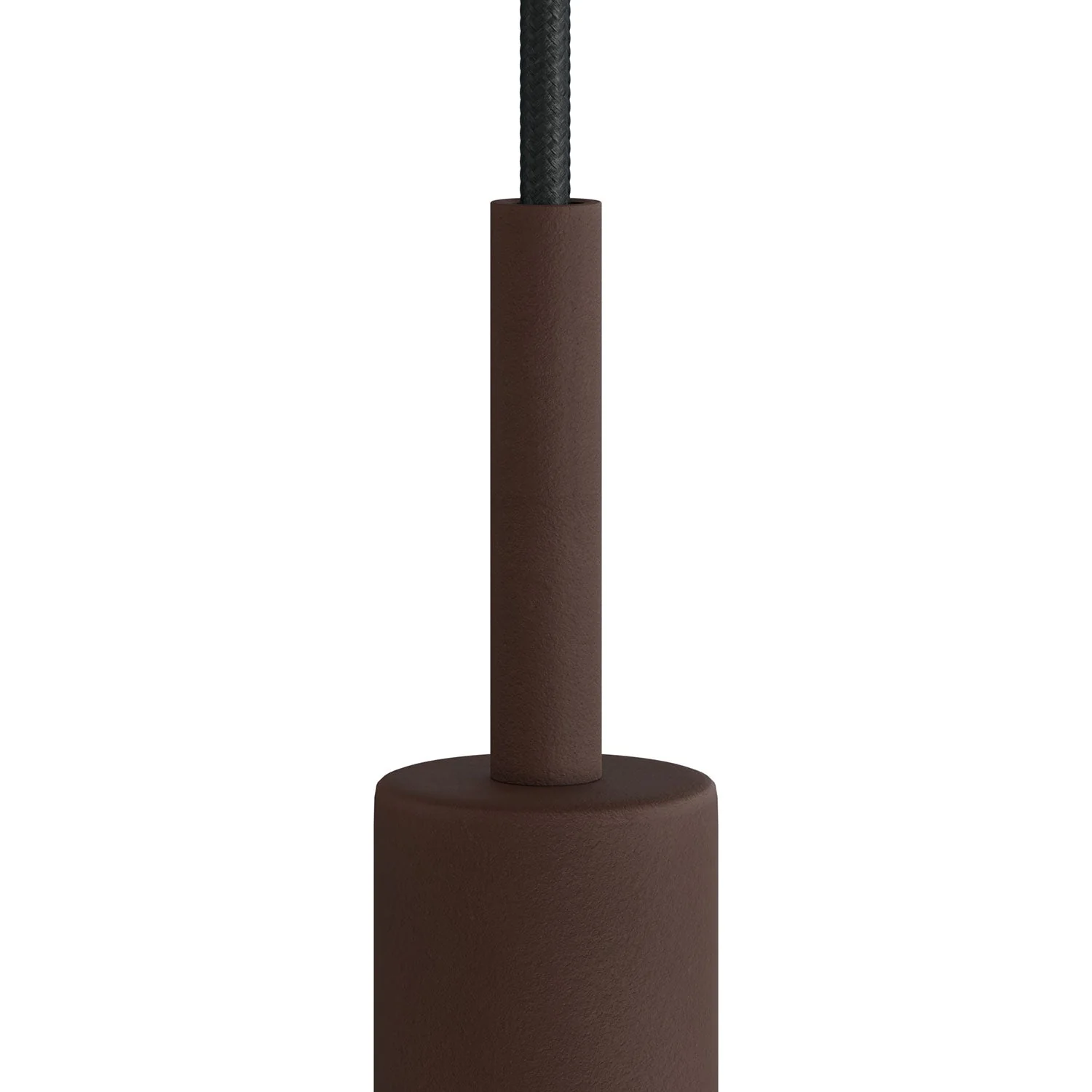 Zylindrische Kabelzugentlastung aus Metall, Länge 7 cm, mit Gewindestange, Mutter und Unterlegscheibe – Dunkelrost lackiert - Image 2