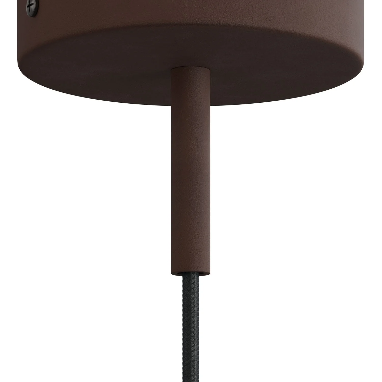 Zylindrische Kabelzugentlastung aus Metall, Länge 7 cm, mit Gewindestange, Mutter und Unterlegscheibe – Dunkelrost lackiert - Image 3