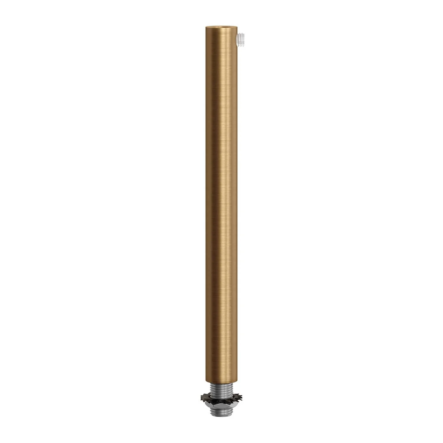 Zylindrische Metallzugentlastung Länge 15 cm mit Gewindestange, Mutter und Unterlegscheibe – Satinbronze