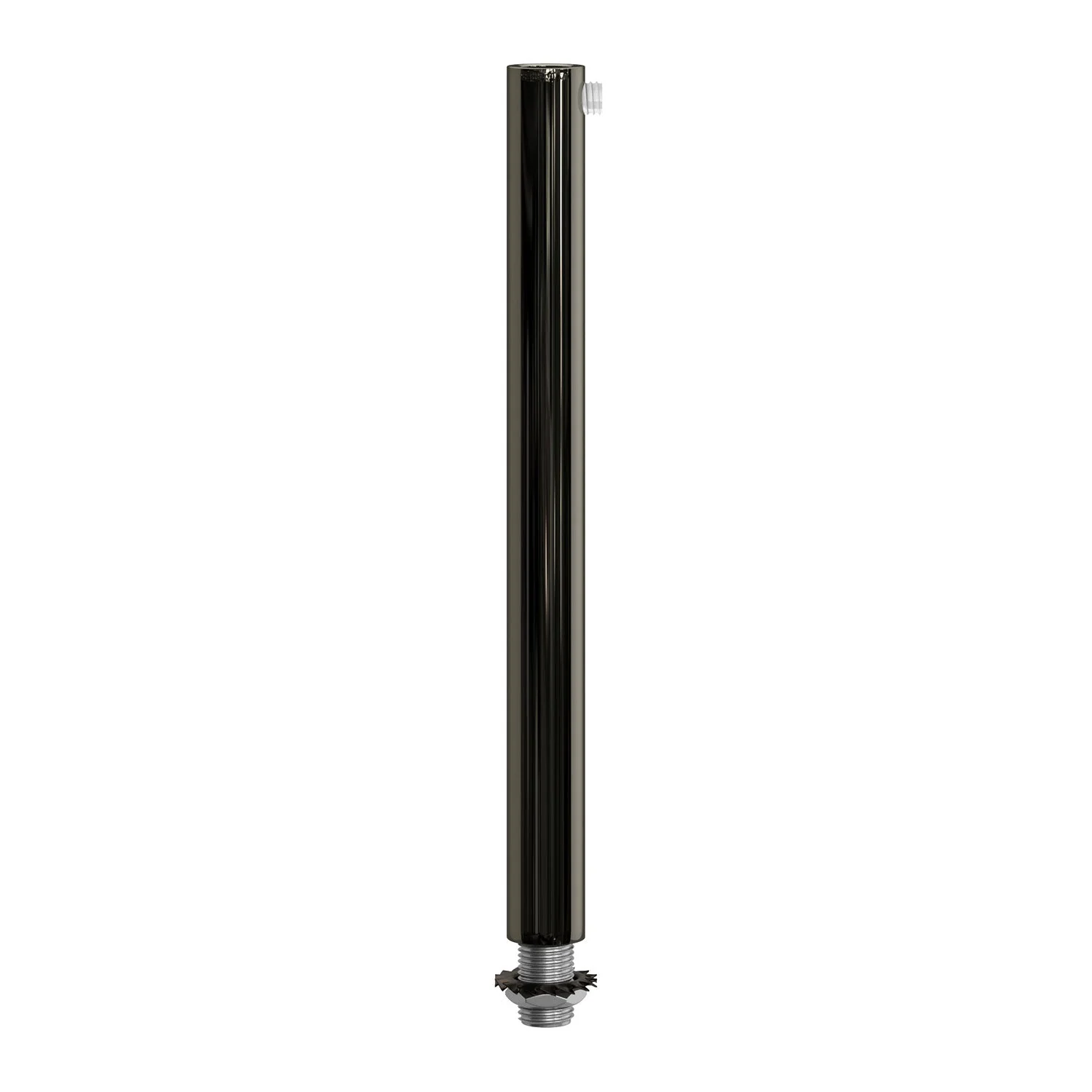 Zylindrische Zugentlastung aus Metall, 15 cm lang, komplett mit Stange, Mutter und Unterlegscheibe – Perlenschwarz