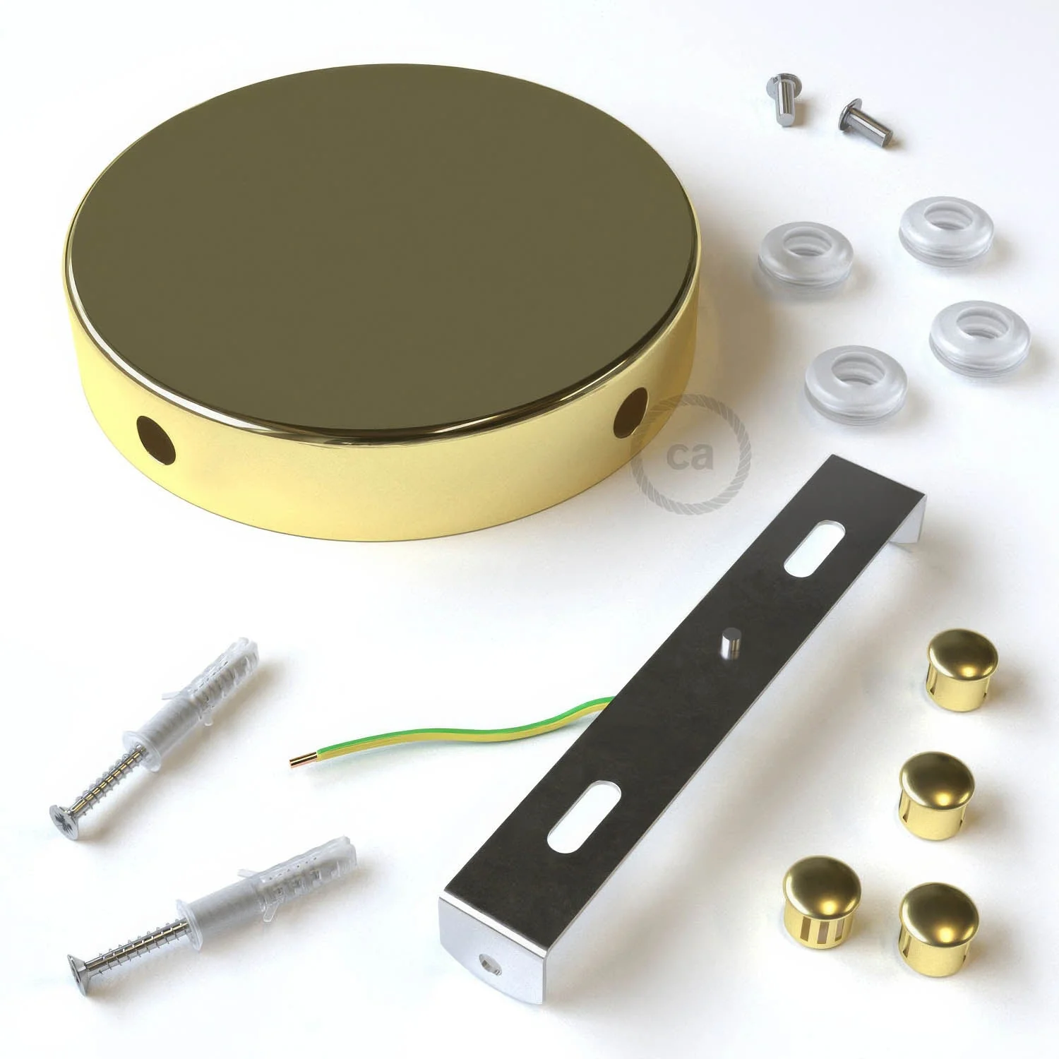 Zylindrisches Baldachin-Kit aus Metall mit 4 seitlichen Löchern (Verteilerdose) – Messing - Image 3