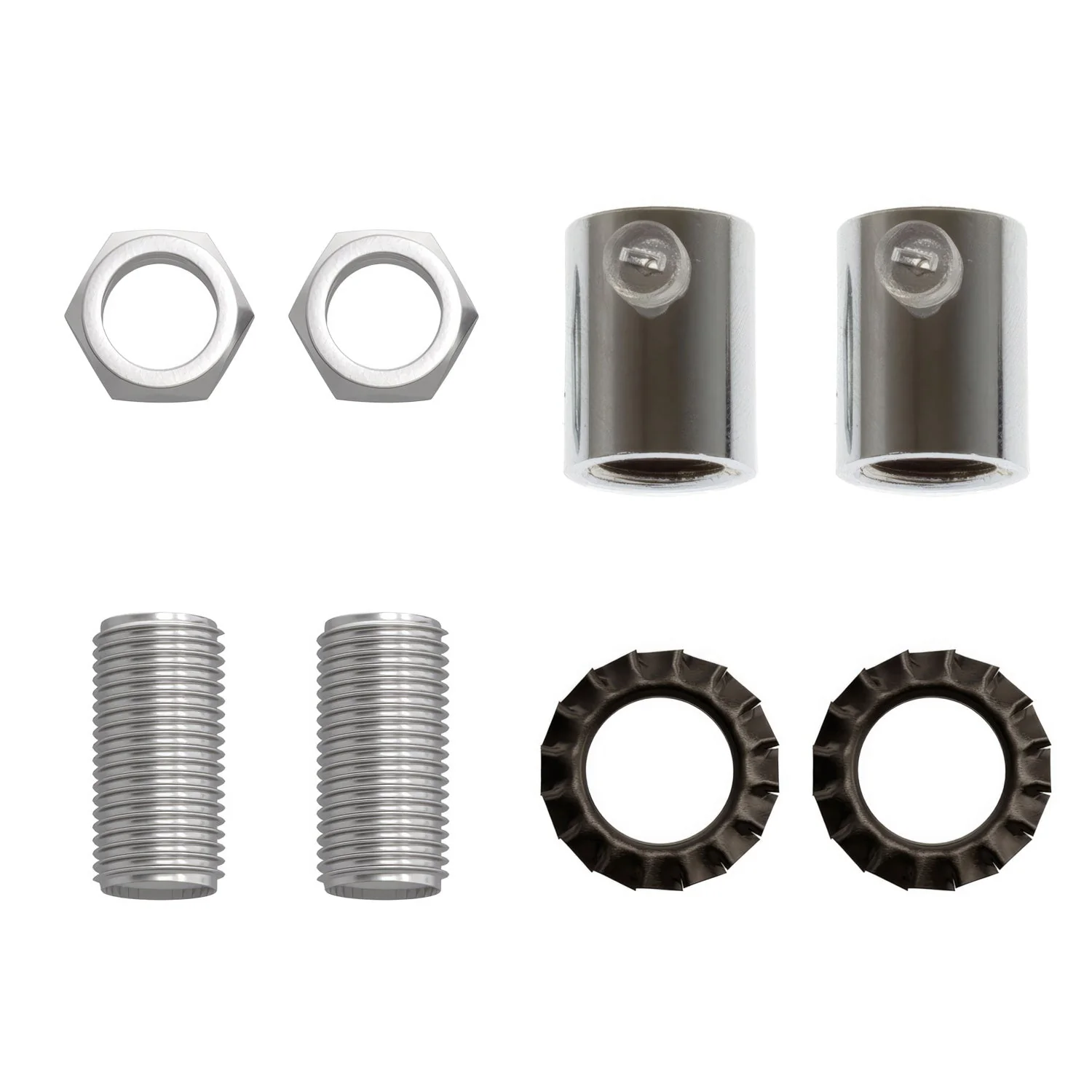 Zylindrische Metall-Zugentlastung komplett mit Stange, Mutter und Unterlegscheibe – Chrom - Image 4