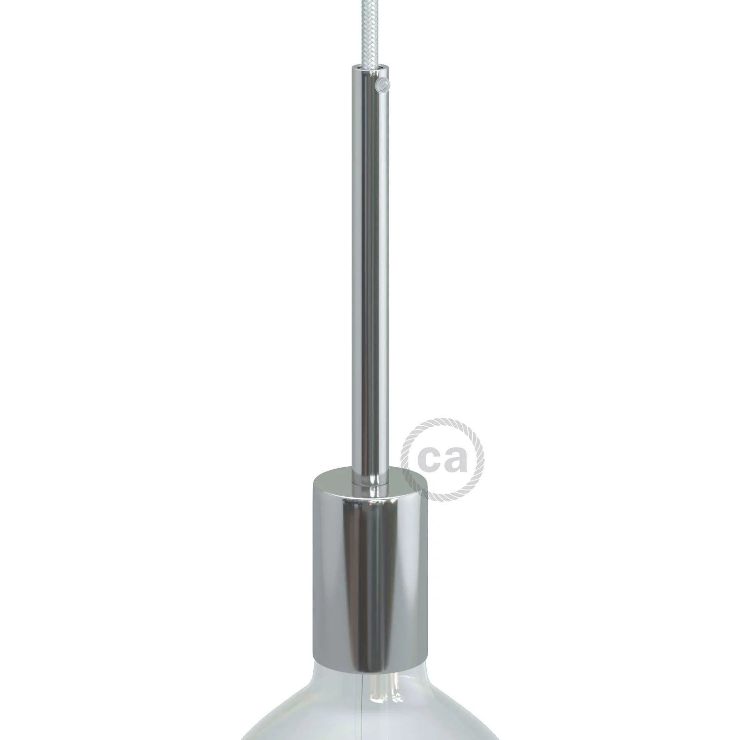 Zylindrisches Metall-UL E26 Lampenfassungs-Set mit 15 cm Kabelzugentlaster – Chrom