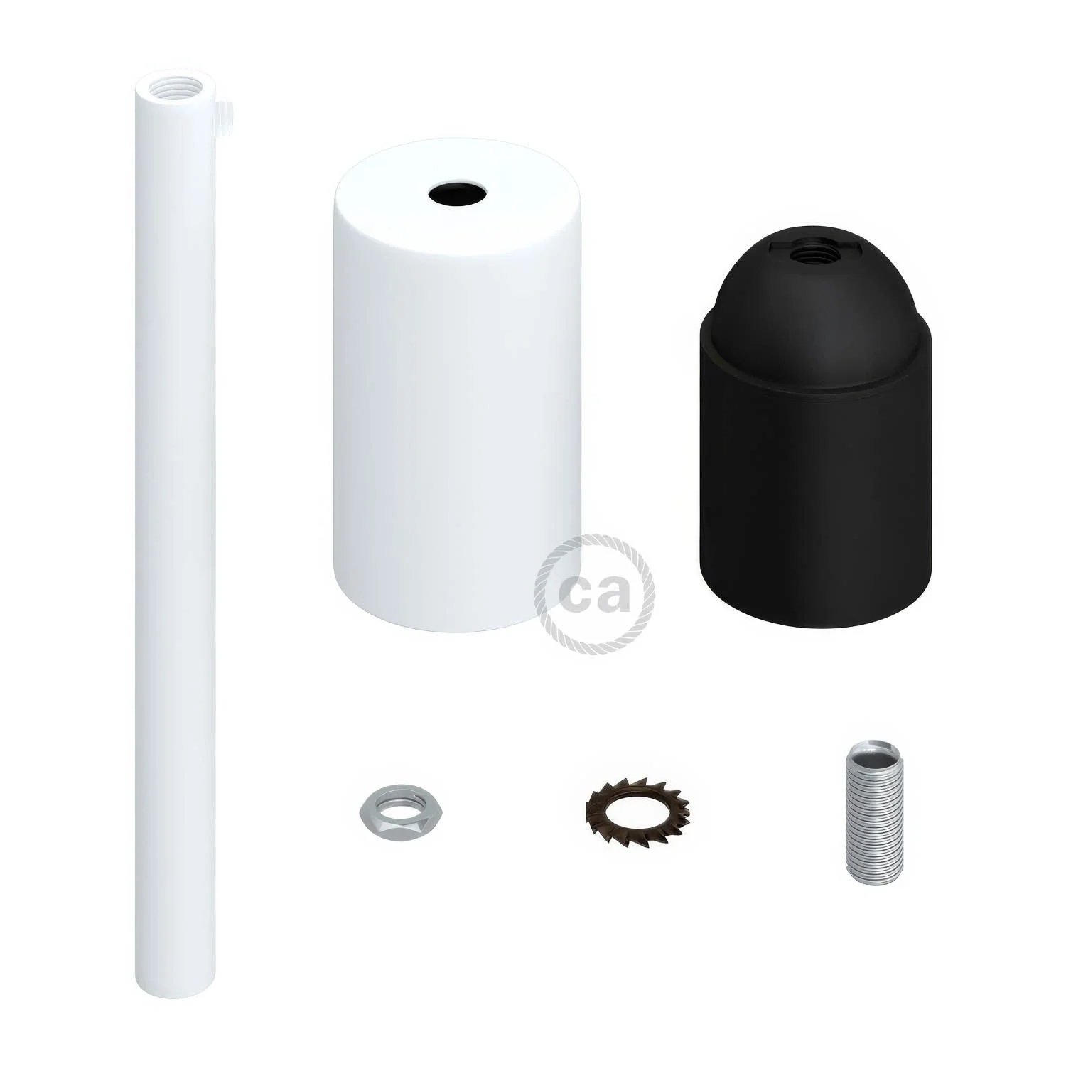 Zylindrisches Metall-UL-E26-Fassungs-Kit mit 15 cm Zugentlastung – Mattweiß - Image 2
