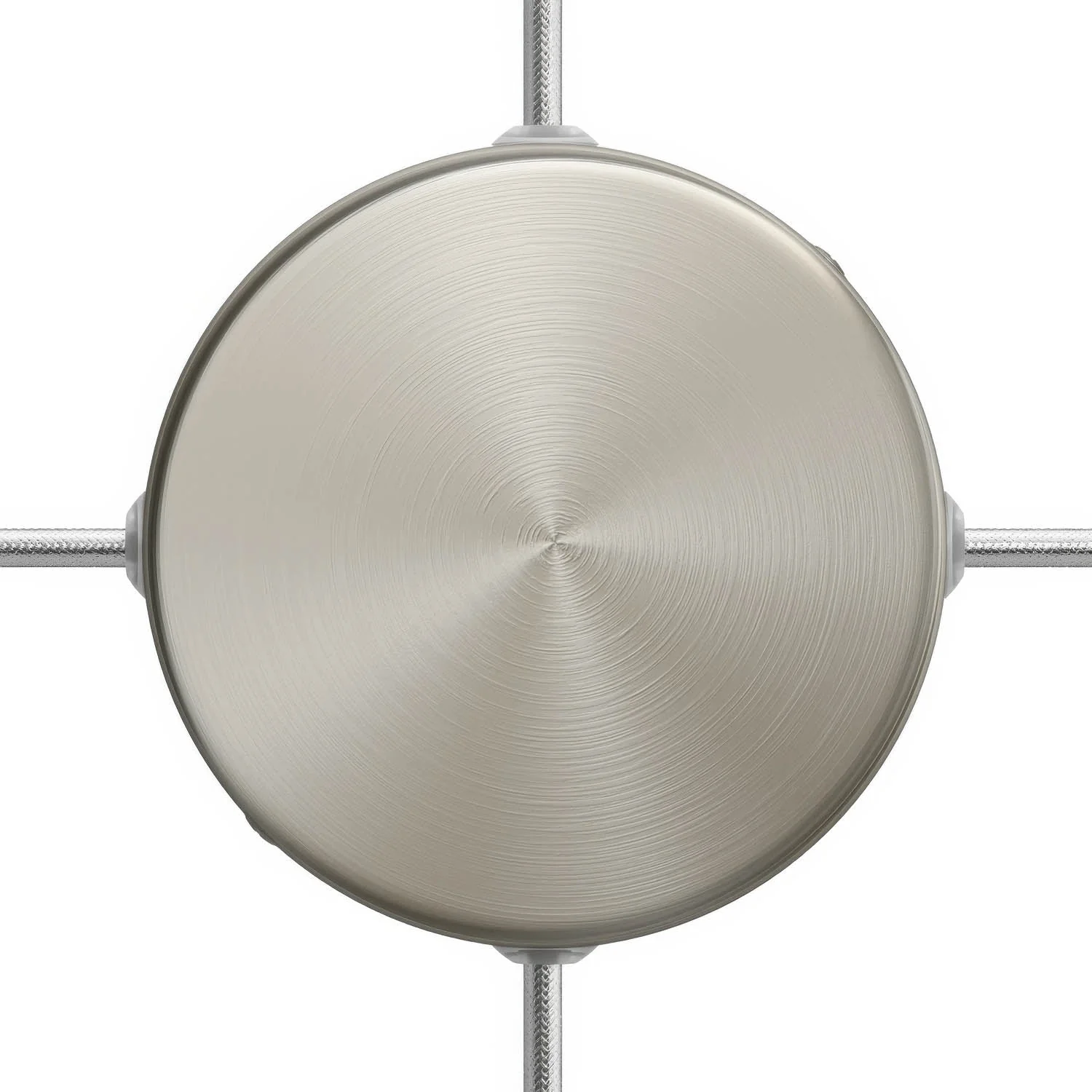 Zylinderförmiges Baldachin-Set aus Metall mit 4 seitlichen Löchern (Verteilerdose) – Satin Titan