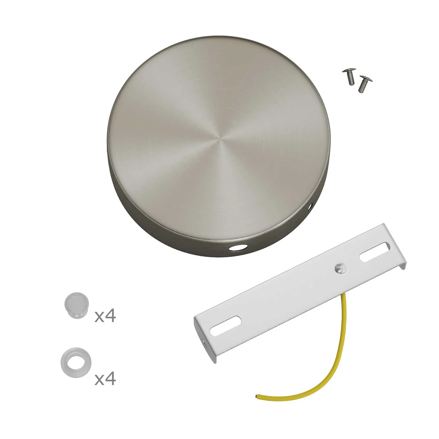 Zylinderförmiges Baldachin-Set aus Metall mit 4 seitlichen Löchern (Verteilerdose) – Satin Titan - Image 3